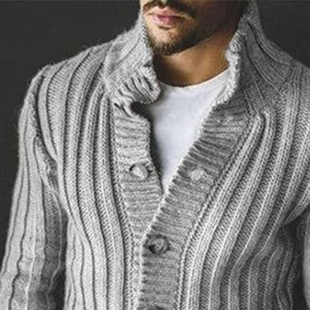 Gerippte Strickjacke mit Schalkragen - Malcolm