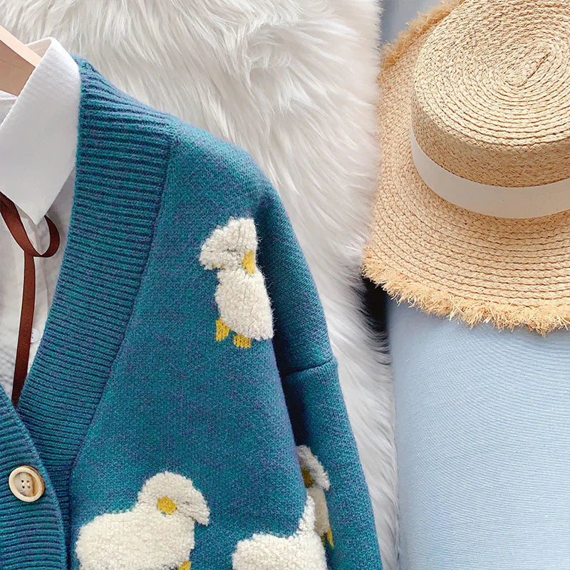 Dicke Strickjacke mit Schafmotiv - Bonnie