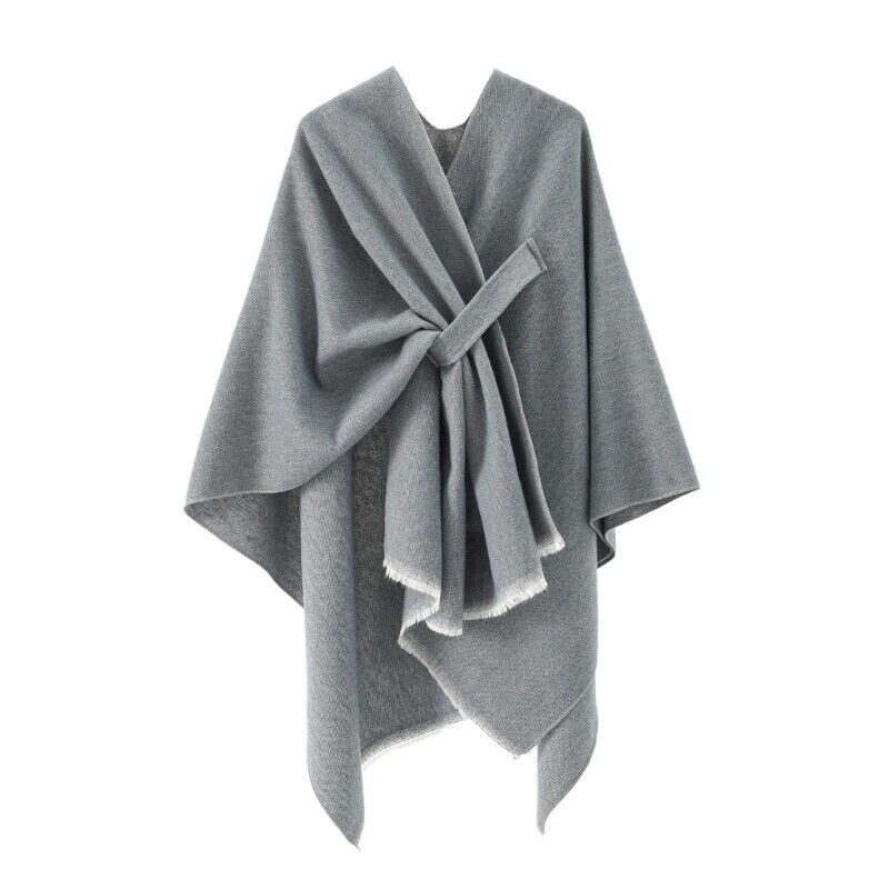 Mia Kaschmir Poncho | Poncho retrò con elegante nastro in 10 colori