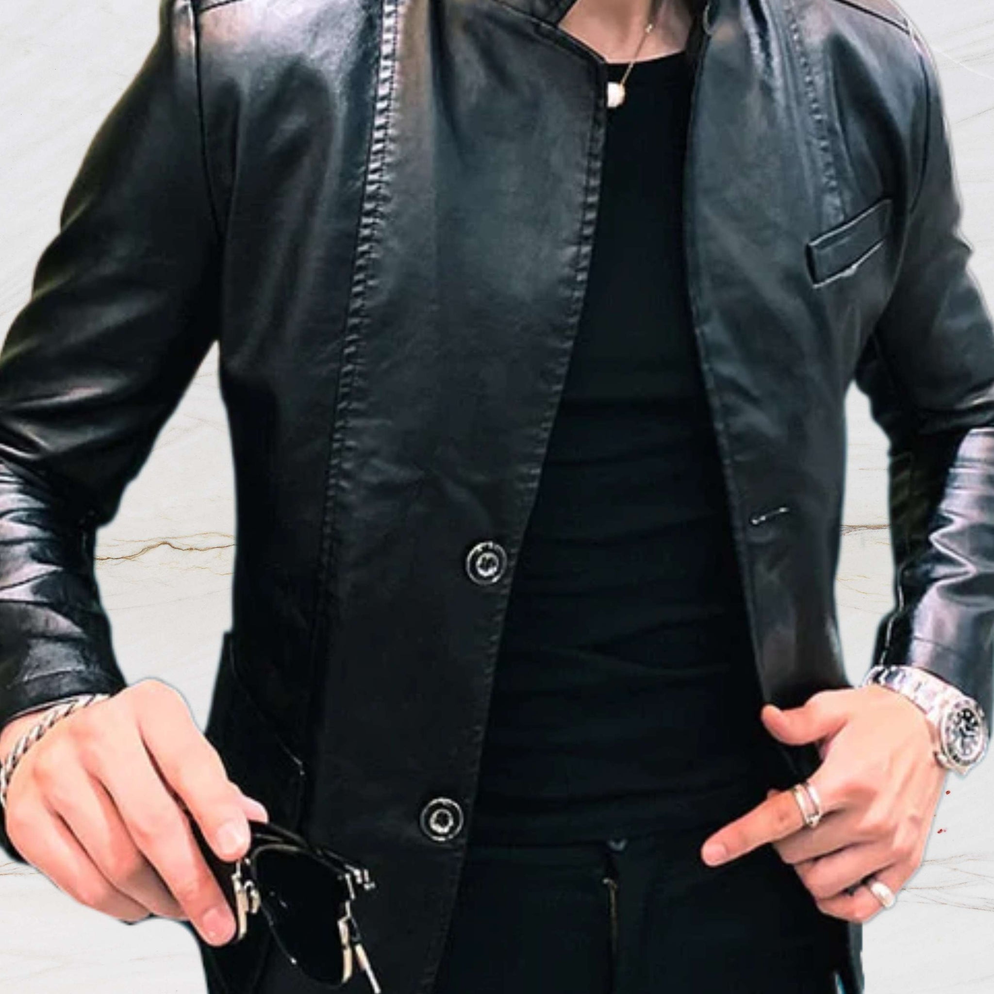 Lässige Slim-Fit Lederjacke - Anderno