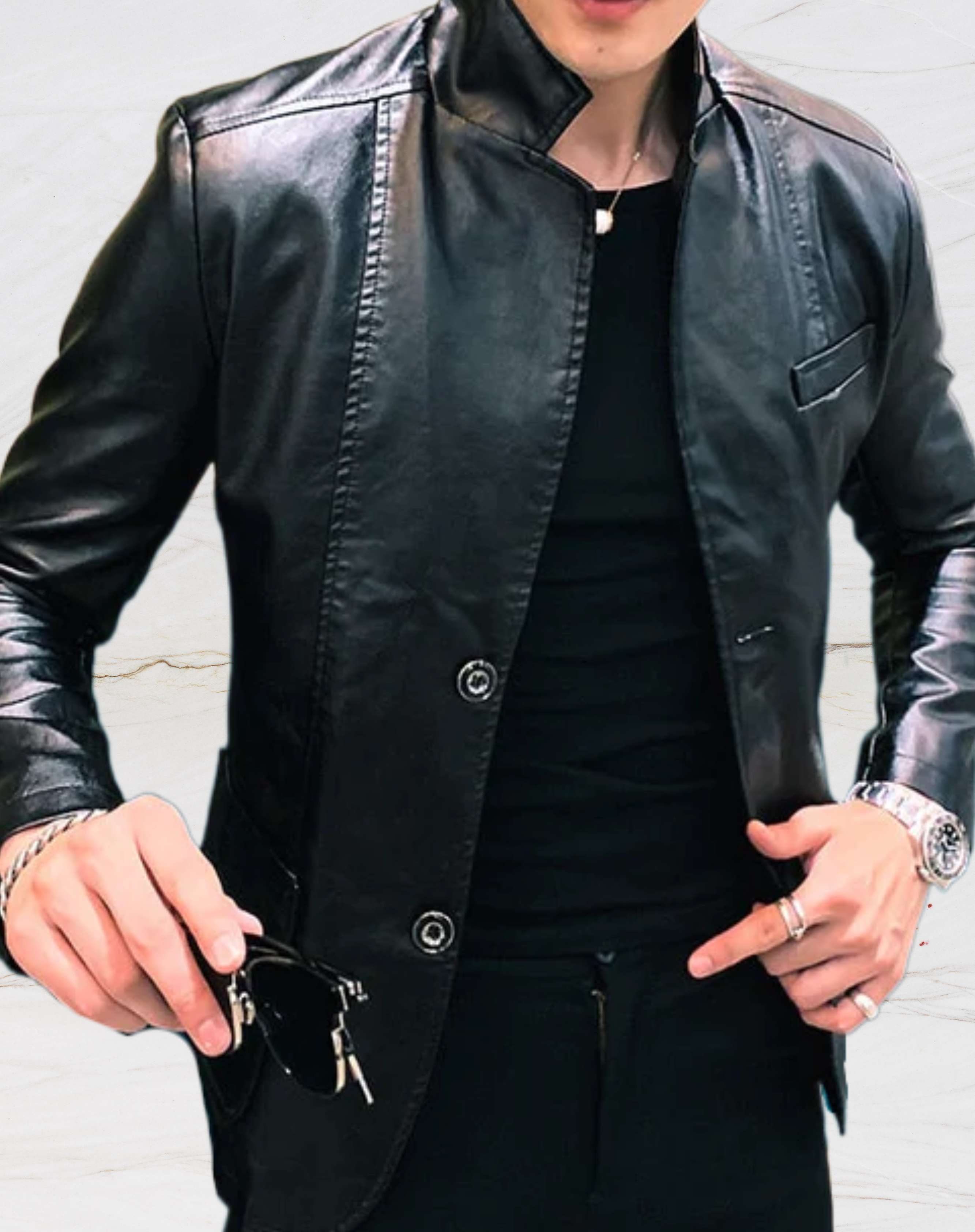 Lässige Slim-Fit Lederjacke - Anderno