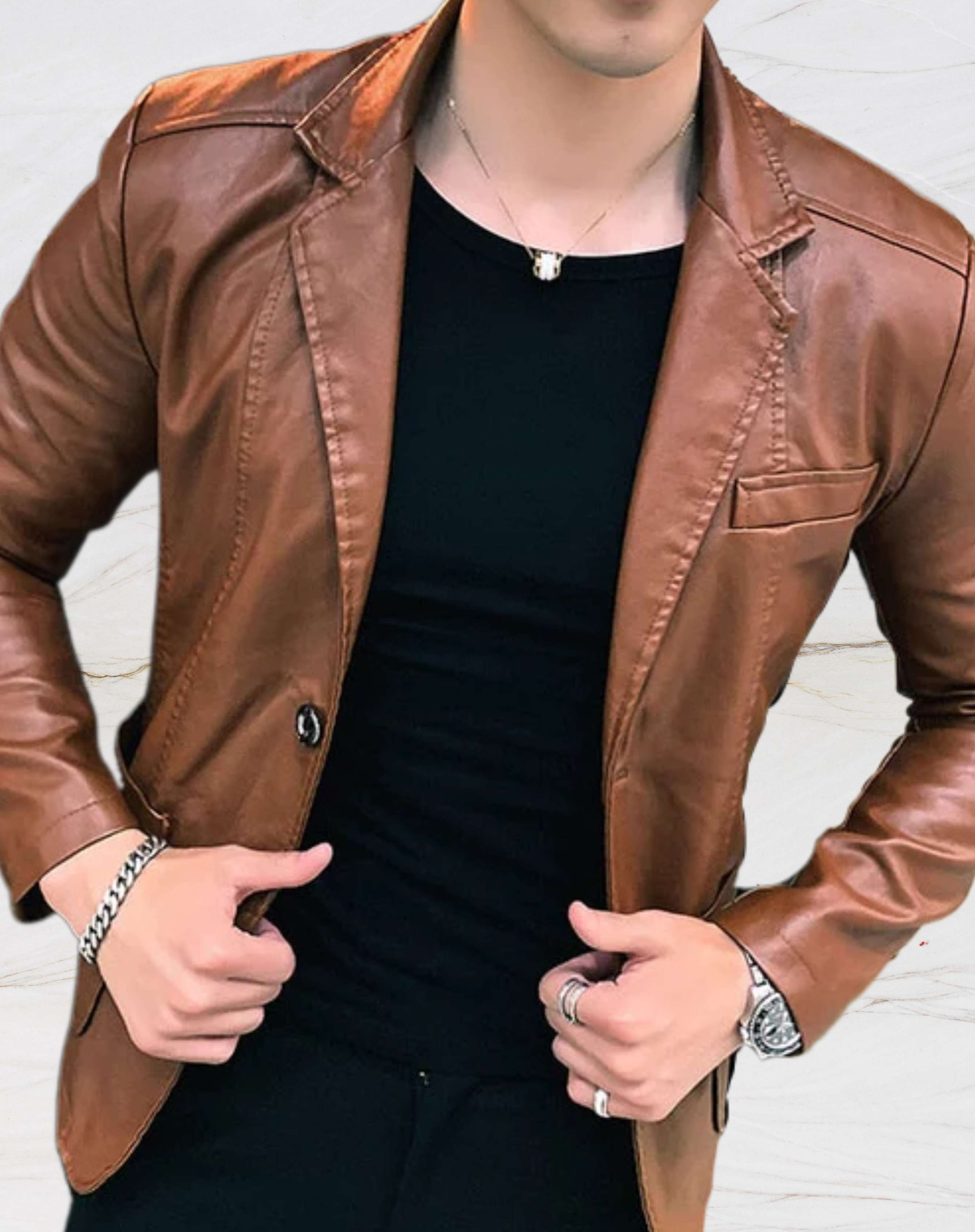 Lässige Slim-Fit Lederjacke - Anderno