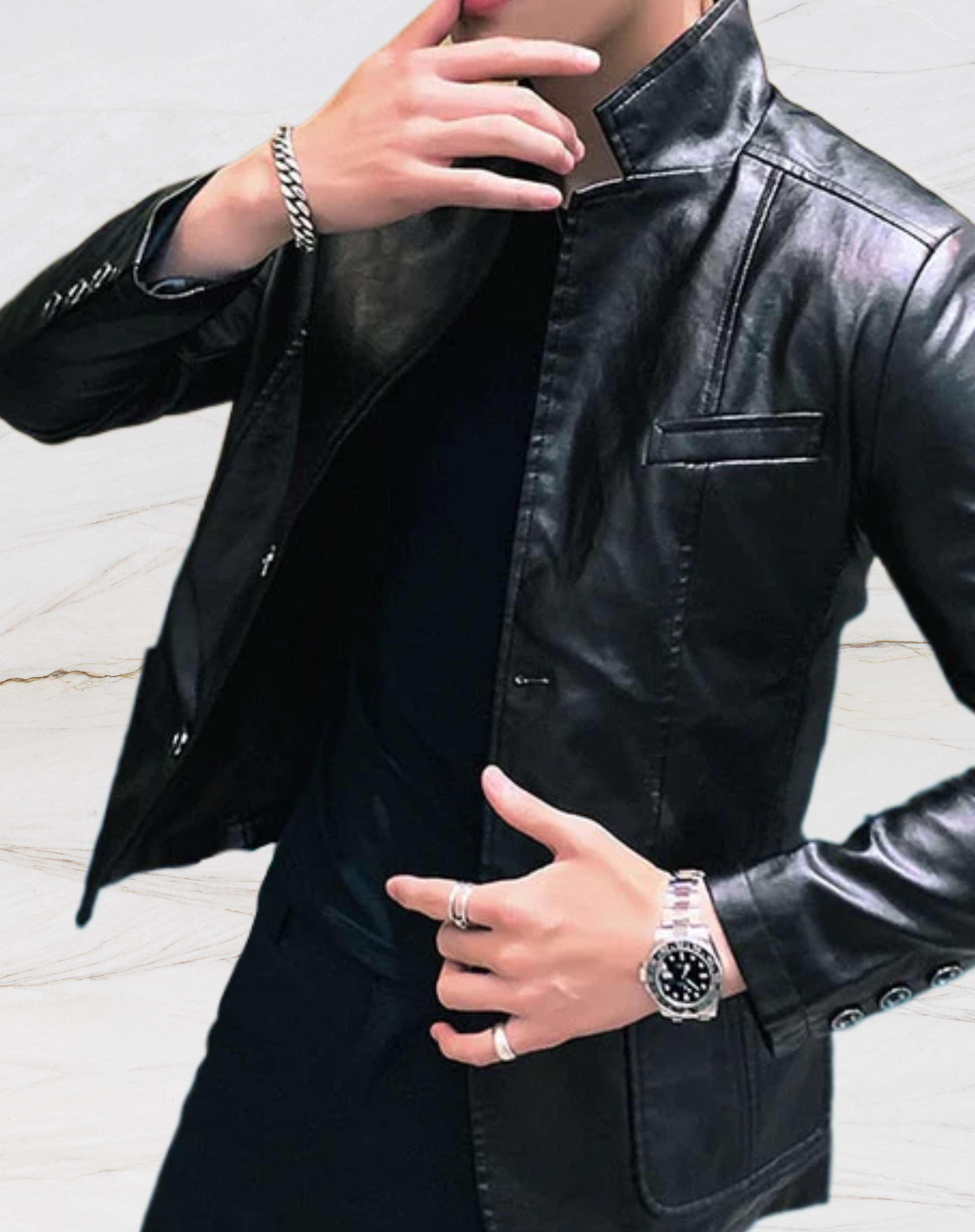 Lässige Slim-Fit Lederjacke - Anderno