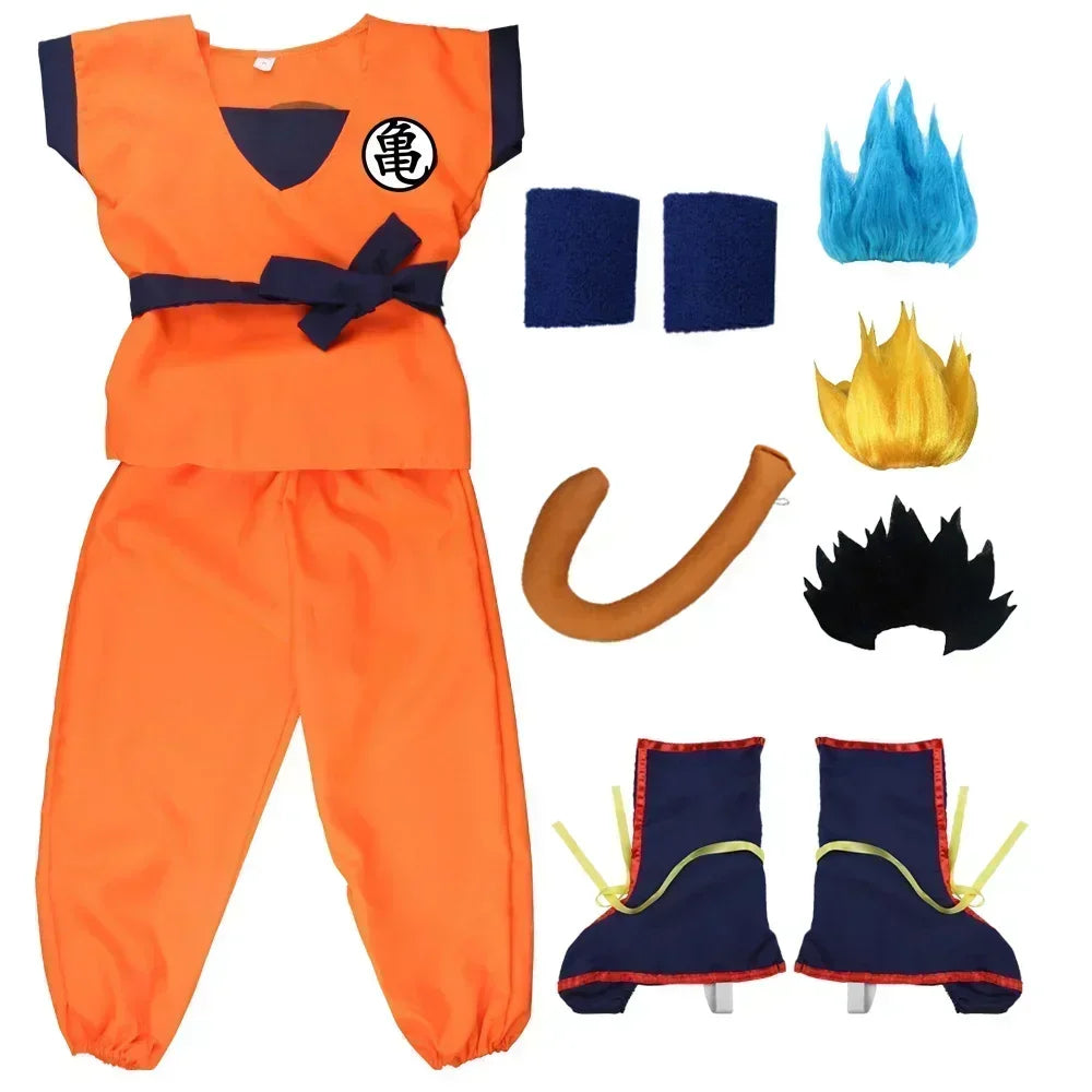 AnimeForge – Orangefarbiges Anime-Krieger-Cosplay-Kostüm für Erwachsene & Kinder