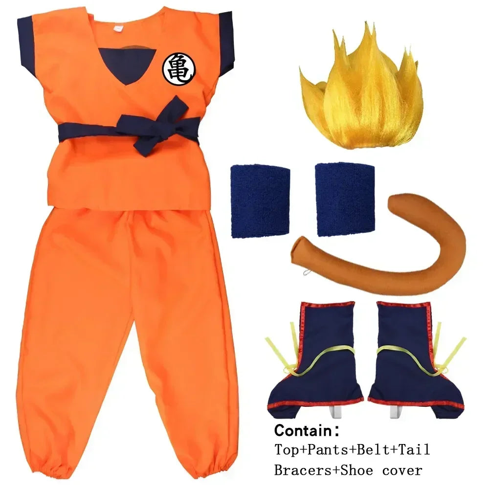 AnimeForge – Orangefarbiges Anime-Krieger-Cosplay-Kostüm für Erwachsene & Kinder