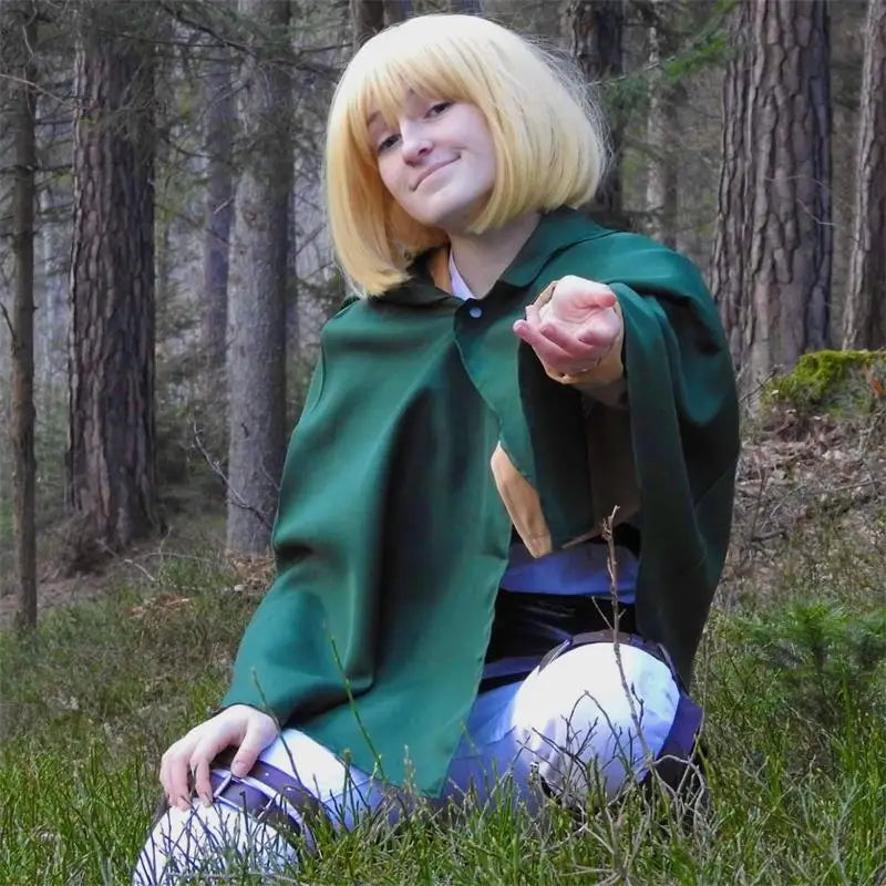 KuroHaven Grüne Cosplay-Cape – Unisex Japanischer Stil mit Kapuze