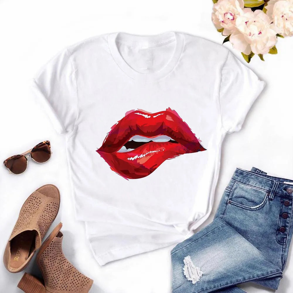 Winola - Damen-T-Shirt mit Mund-Motiv