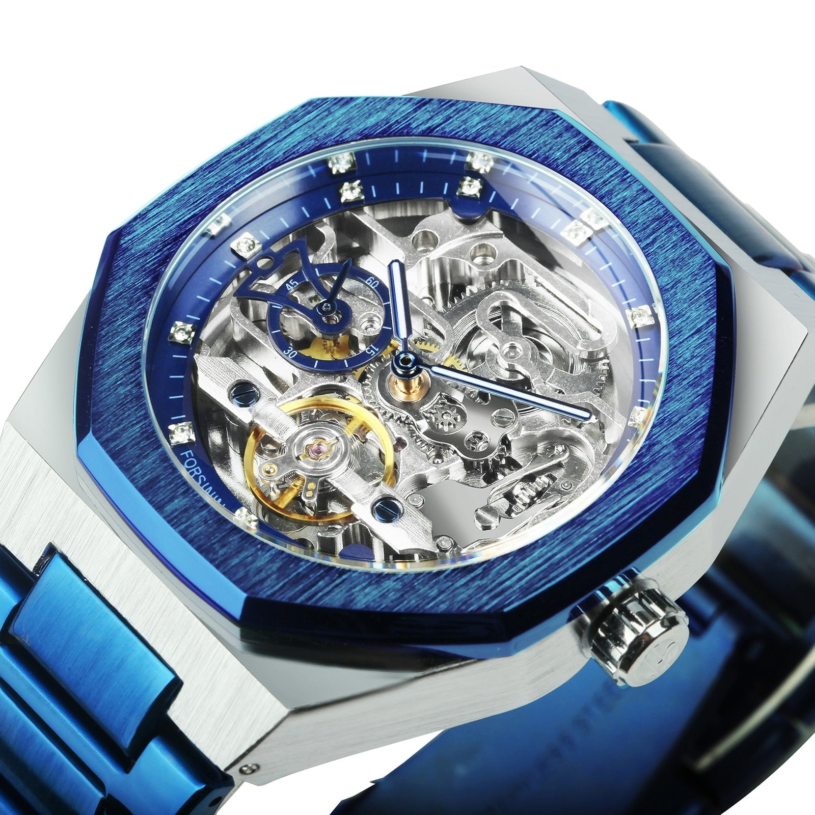Devako Skeleton Automatik Uhr - Edelstahlband mit durchbrochenem mechanischem Uhrwerk