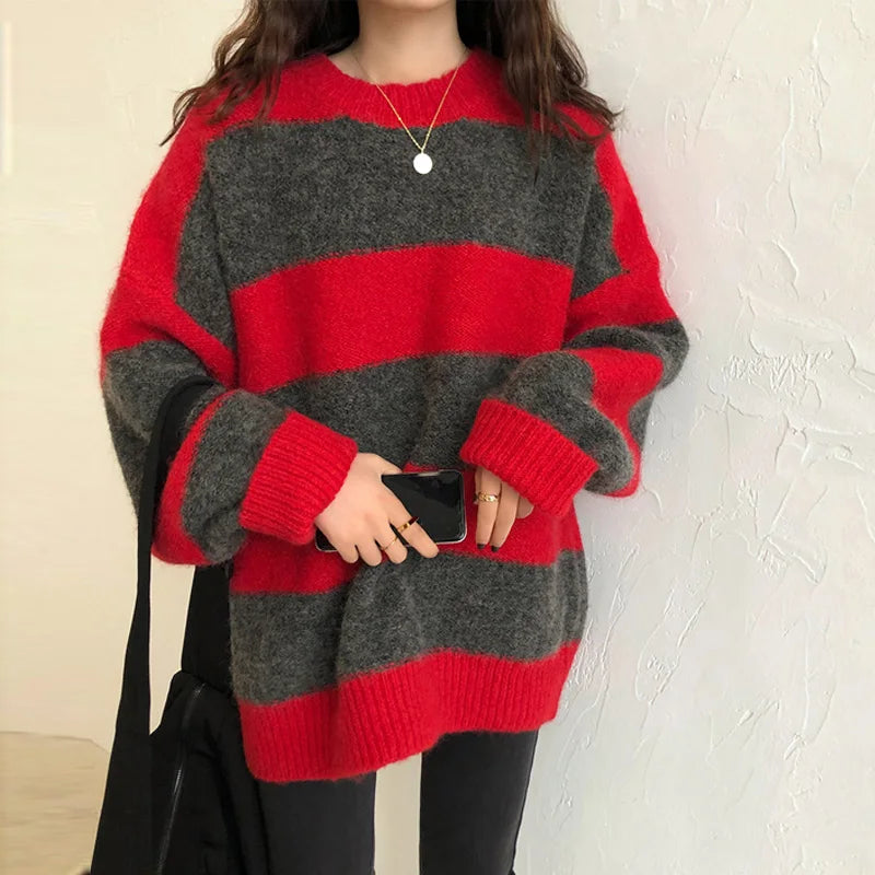Yvena pullover | stribet vinterpullover til damer | trend og varme