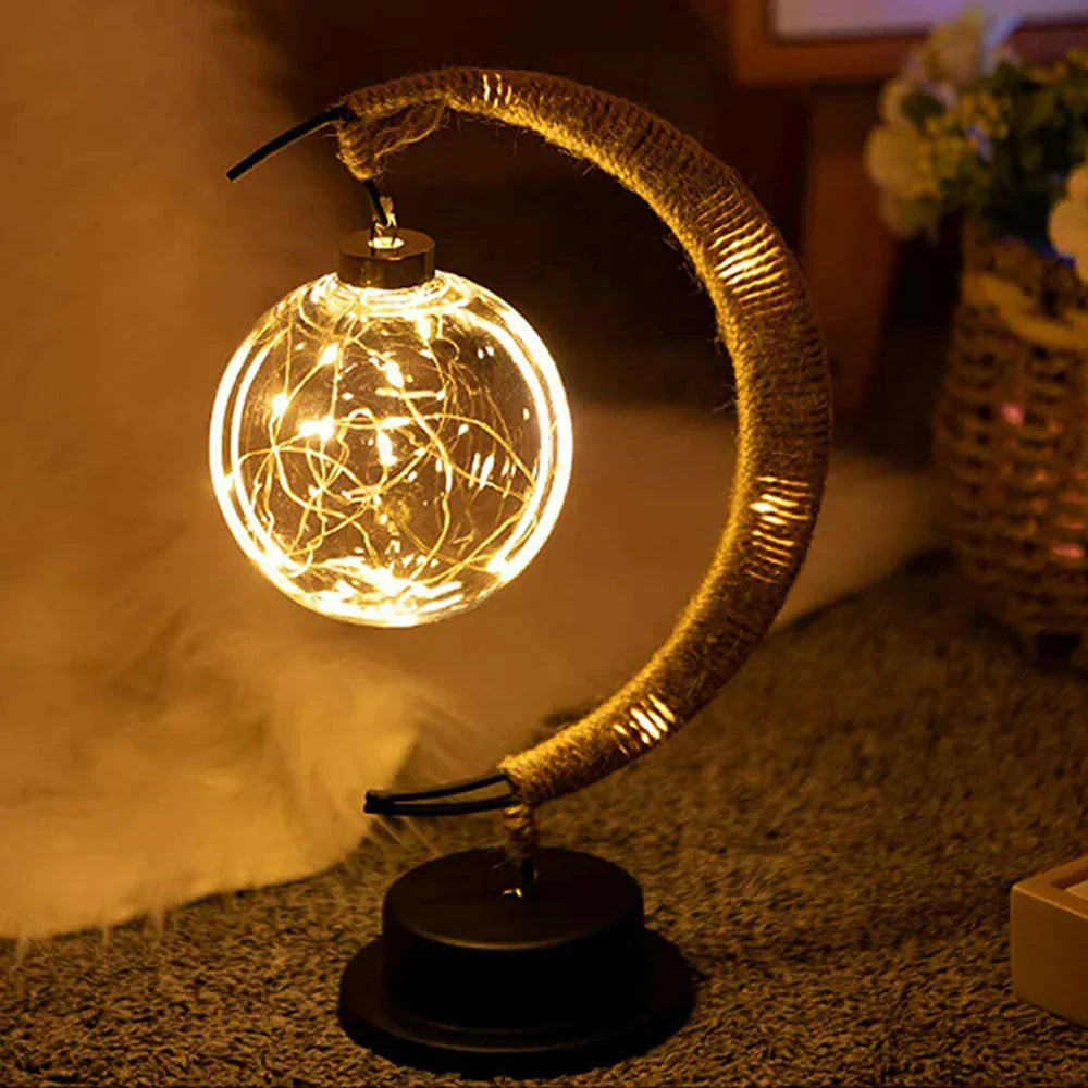 MoonAura – Lampada da luna LED con supporto a mezzaluna – Luce d'atmosfera calda