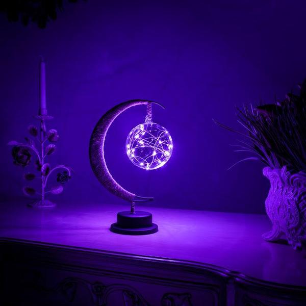 MoonAura – Lampada da luna LED con supporto a mezzaluna – Luce d'atmosfera calda