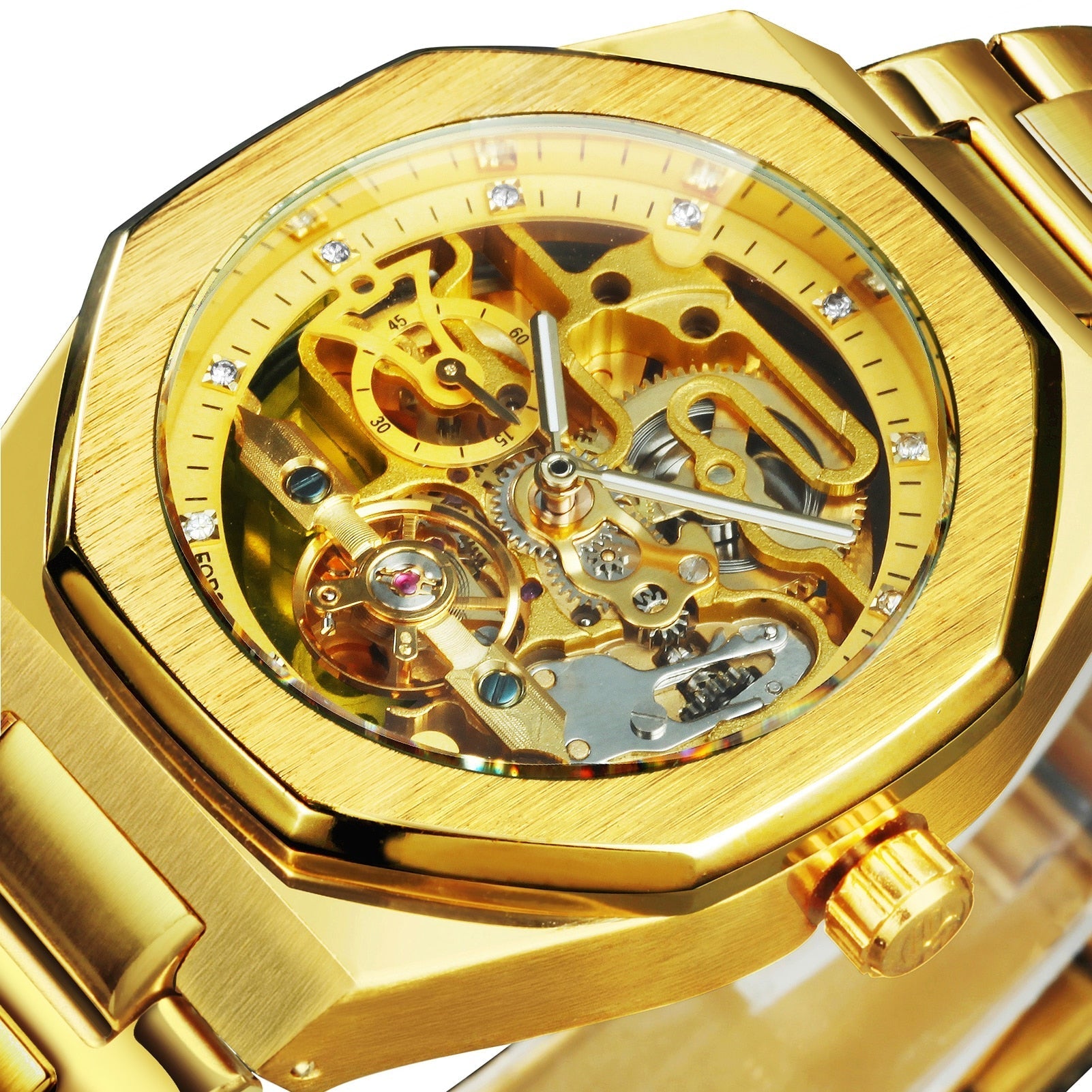 Devako Skeleton Automatik Uhr - Edelstahlband mit durchbrochenem mechanischem Uhrwerk