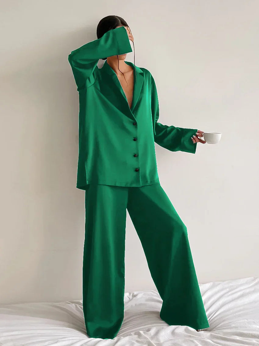 Aloisia - Nachtwäsche-Set aus Satin und Seide in Übergröße
