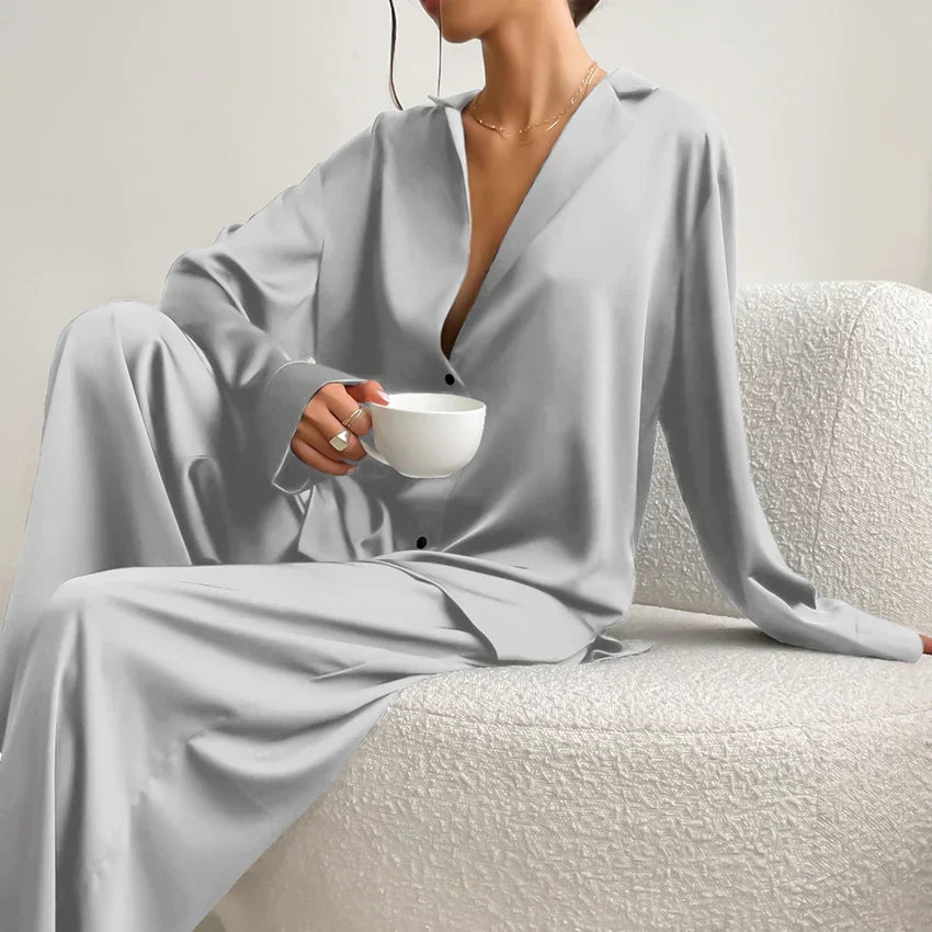 Aloisia - Nachtwäsche-Set aus Satin und Seide in Übergröße