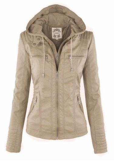 RaysHoodie I Lederjacke mit Kapuze für Frauen