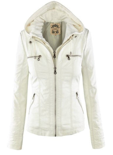 RaysHoodie I Lederjacke mit Kapuze für Frauen