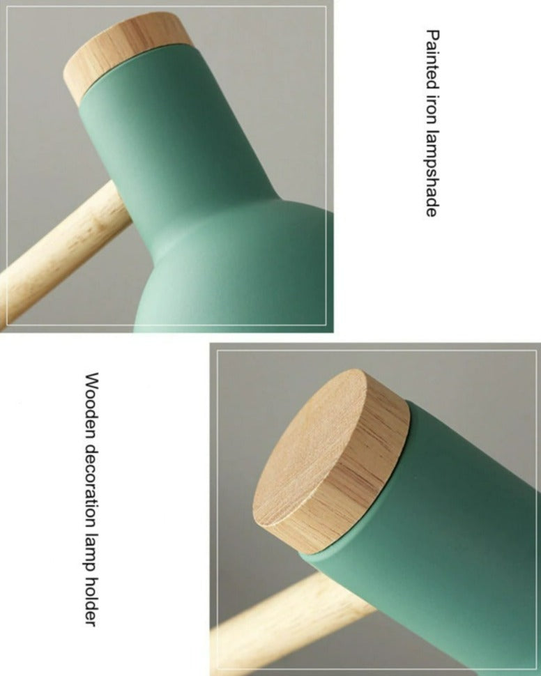Nordische Holz-Tischlampe – Drehbarer Kopf & Moderne LED-Technik