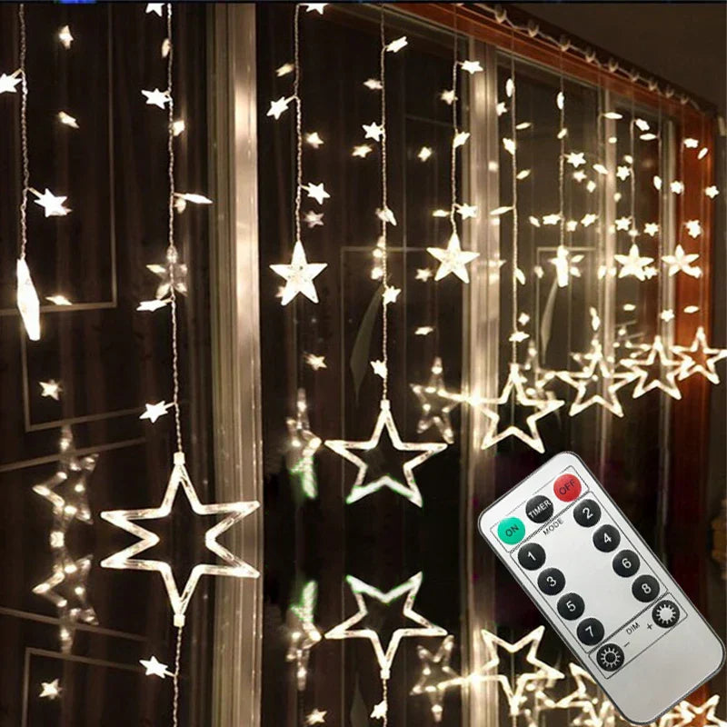 LumiStar – LED stjerne-lyskæde gardinbelysning jul