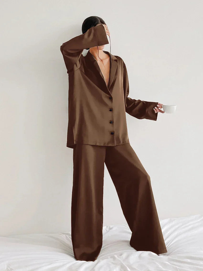 Aloisia - Nachtwäsche-Set aus Satin und Seide in Übergröße