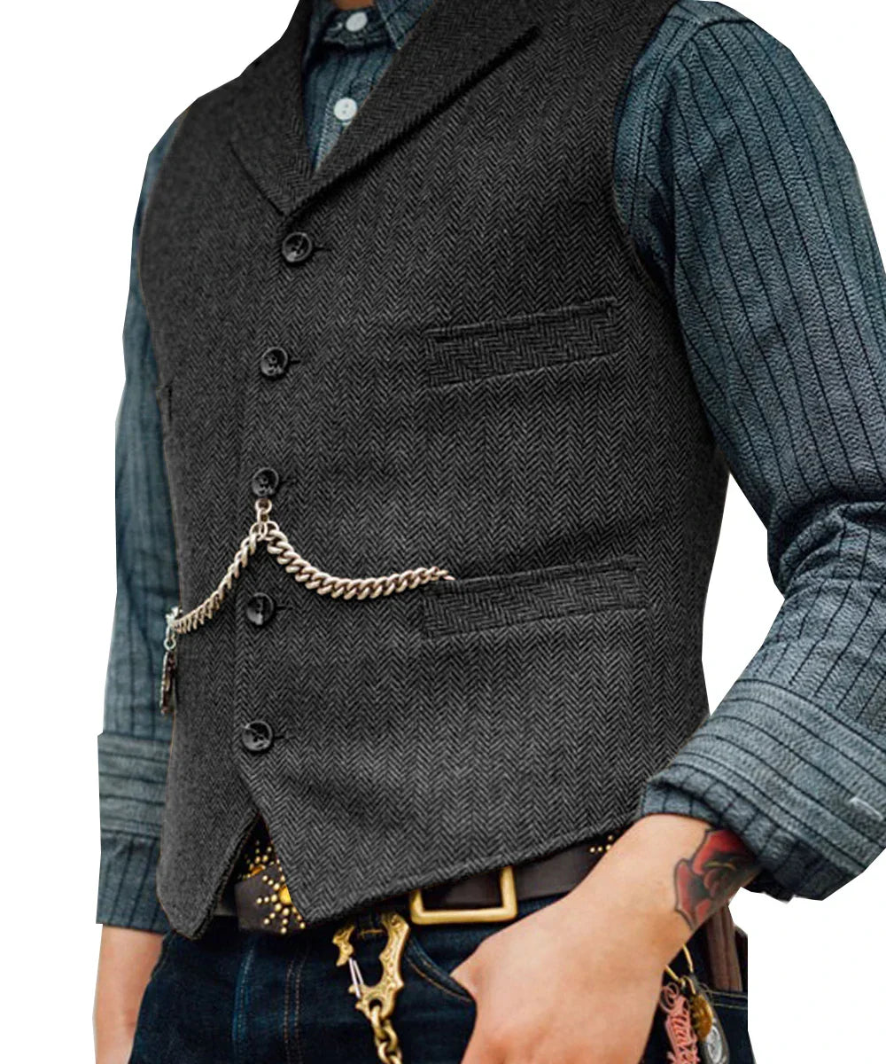 Devako Hortu - Traditionelle Slim-Fit-Trachtenweste aus Tweed für Herren
