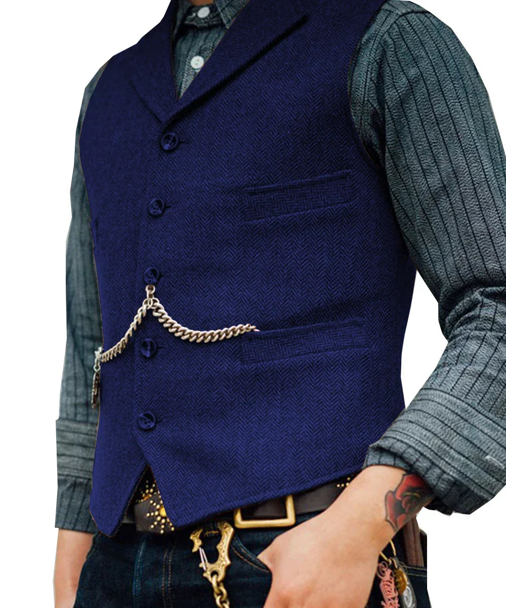 Devako Hortu - Traditionelle Slim-Fit-Trachtenweste aus Tweed für Herren
