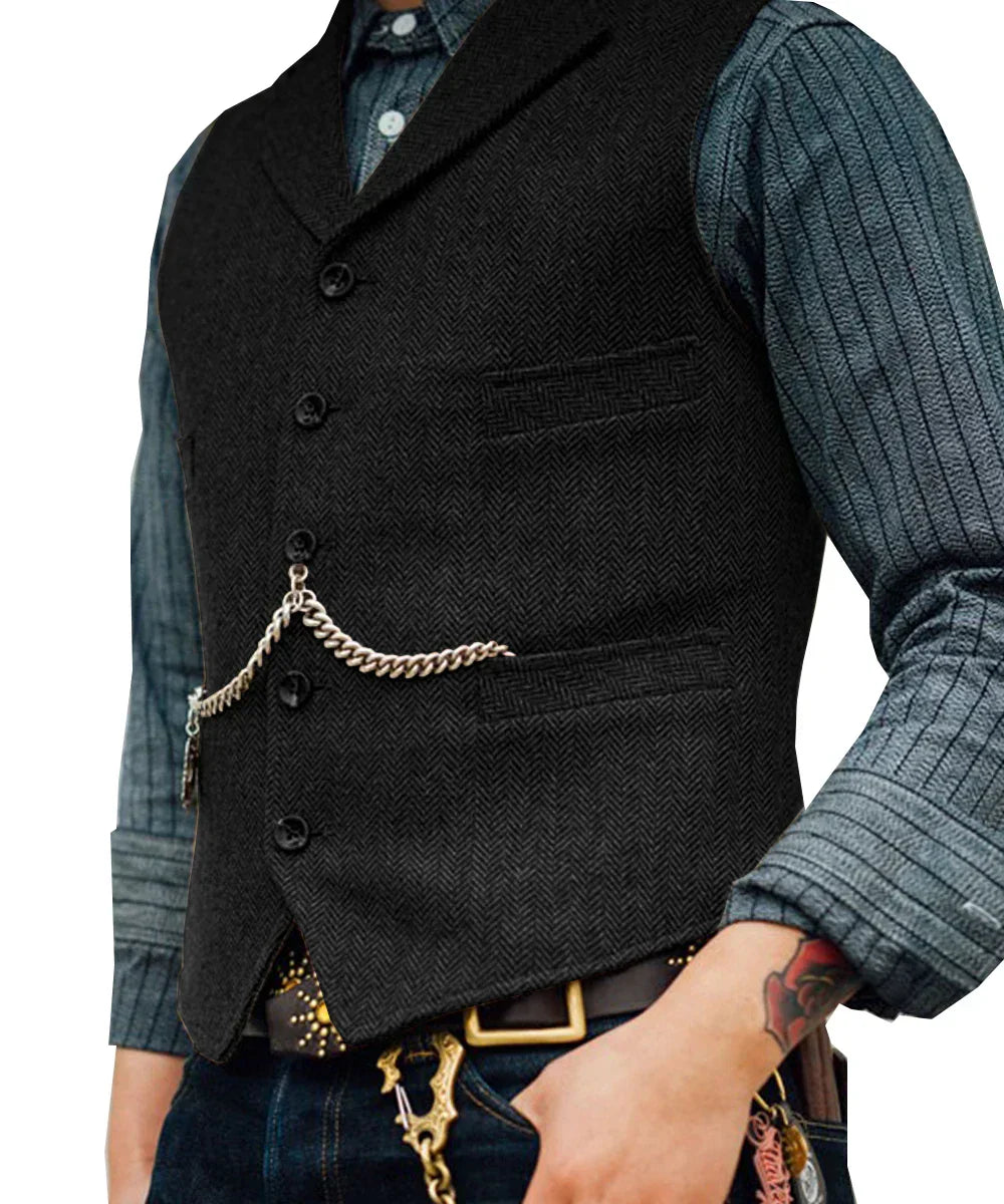 Devako Hortu - Traditionelle Slim-Fit-Trachtenweste aus Tweed für Herren