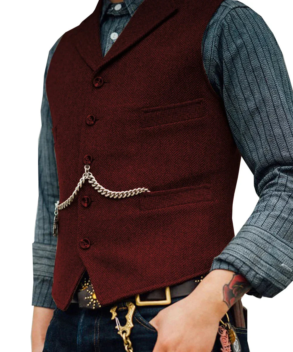 Devako Hortu - Traditionelle Slim-Fit-Trachtenweste aus Tweed für Herren