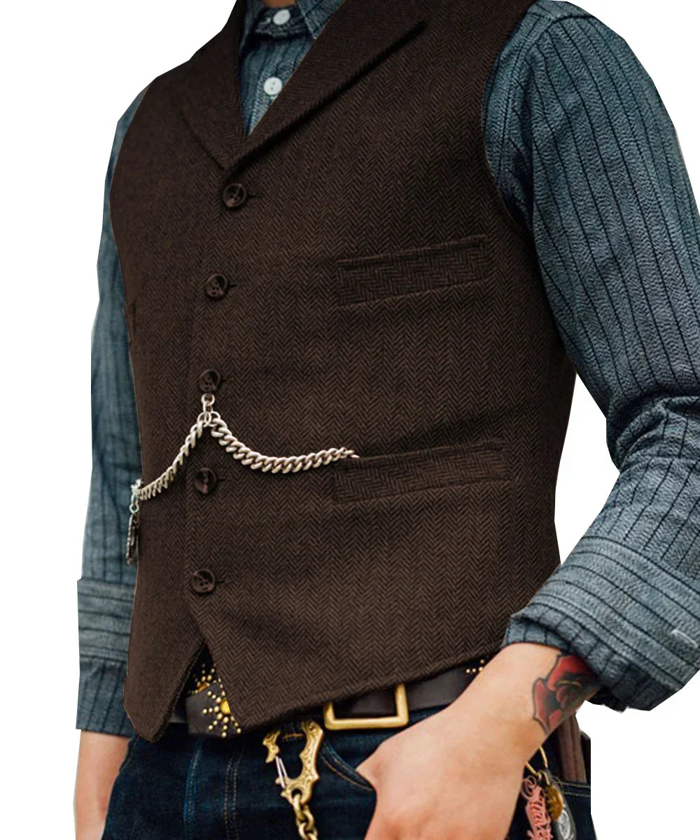 Devako Hortu - Traditionelle Slim-Fit-Trachtenweste aus Tweed für Herren