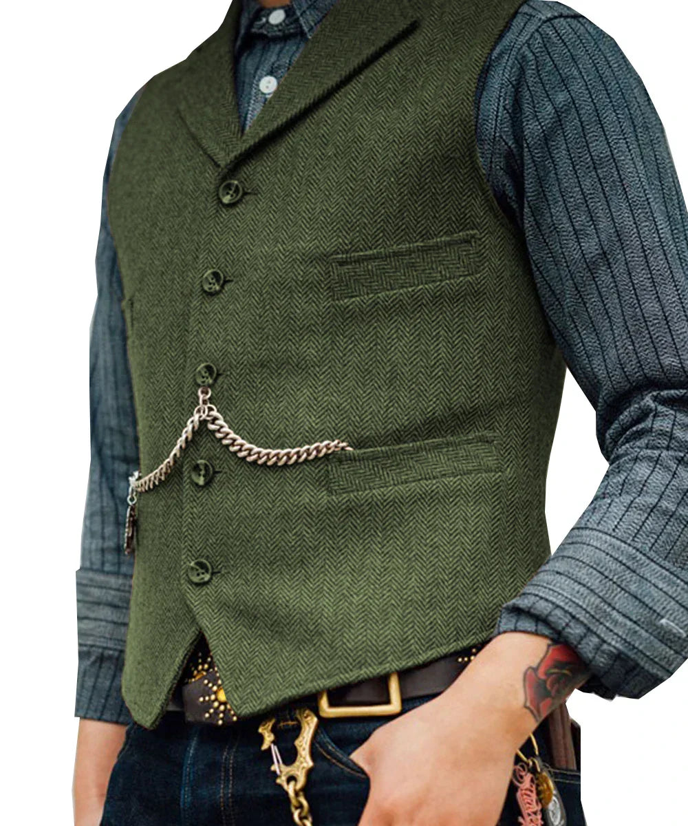 Devako Hortu - Traditionelle Slim-Fit-Trachtenweste aus Tweed für Herren