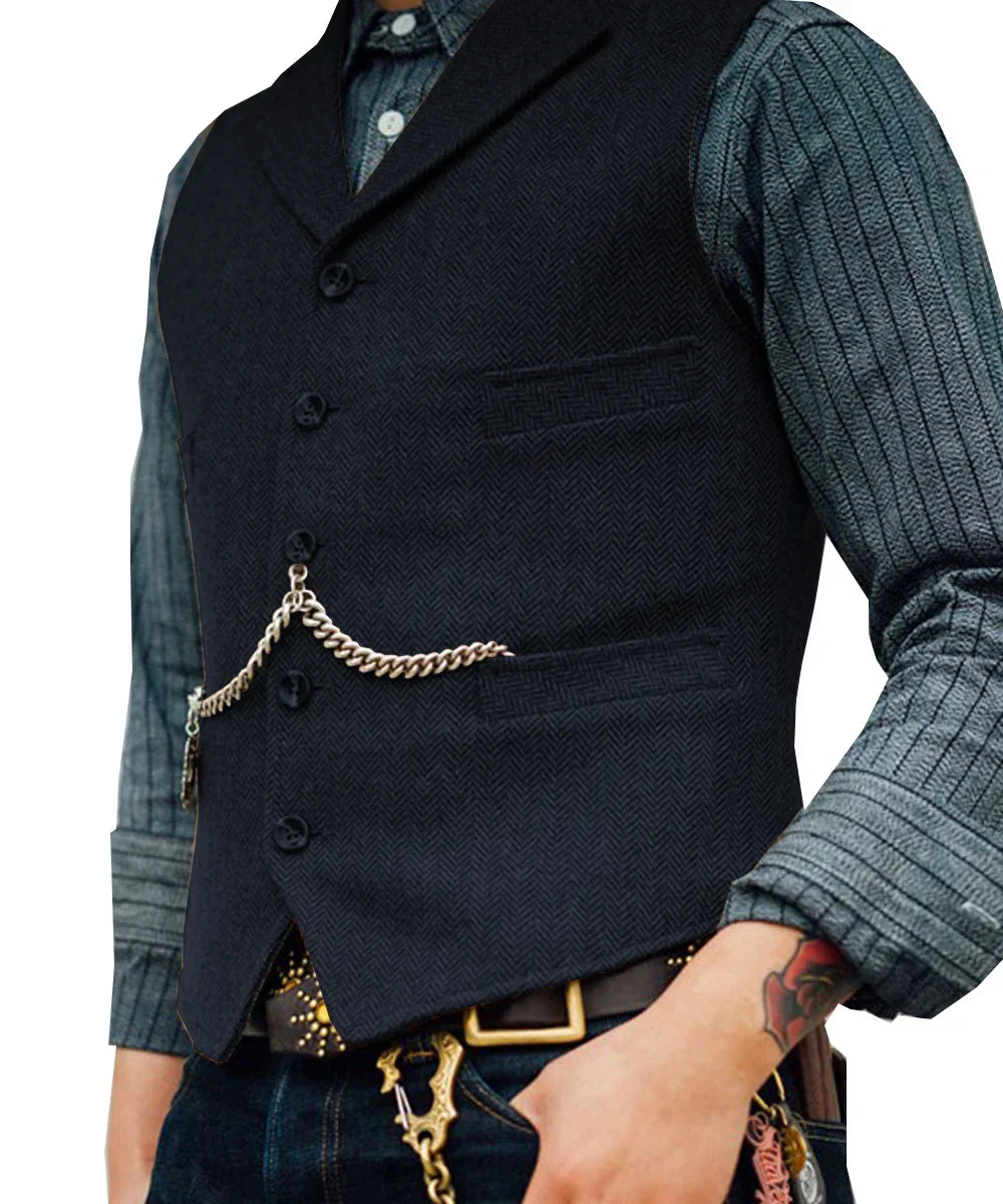 Devako Hortu - Traditionelle Slim-Fit-Trachtenweste aus Tweed für Herren