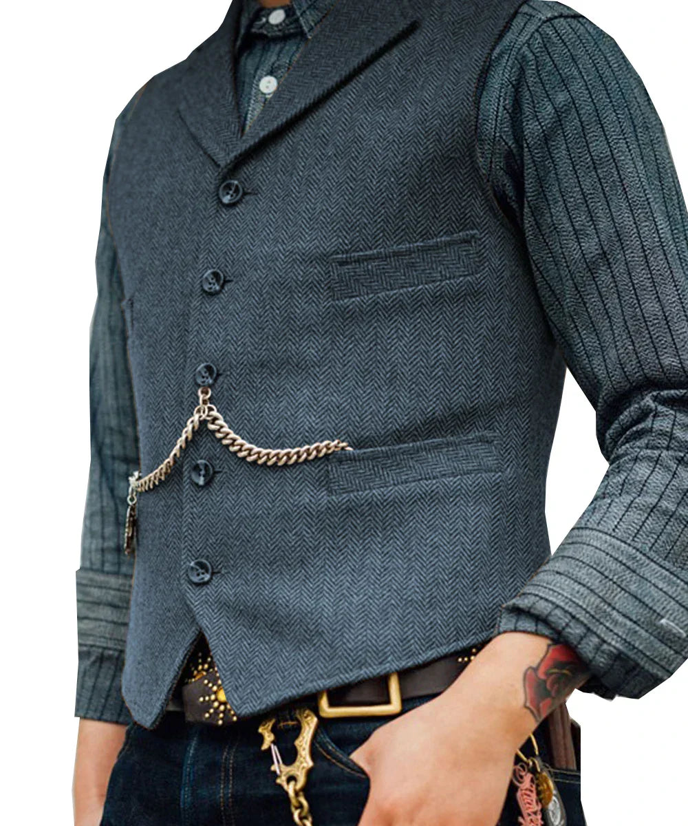 Devako Hortu - Traditionelle Slim-Fit-Trachtenweste aus Tweed für Herren