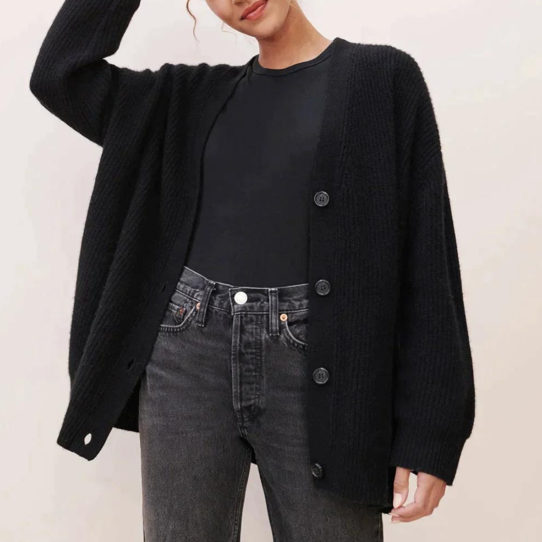 Kuschelige einfarbige Strickjacke - Davisa