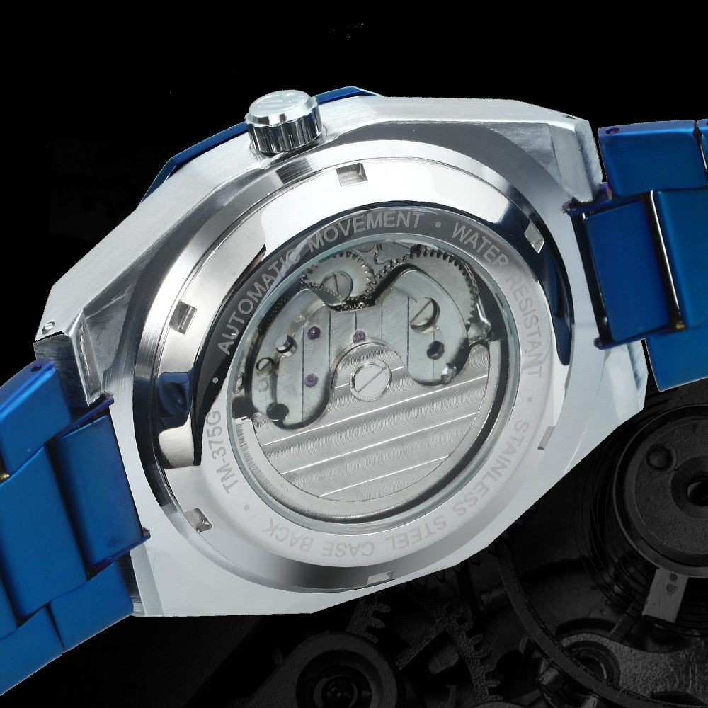 Devako Skeleton Automatik Uhr - Edelstahlband mit durchbrochenem mechanischem Uhrwerk