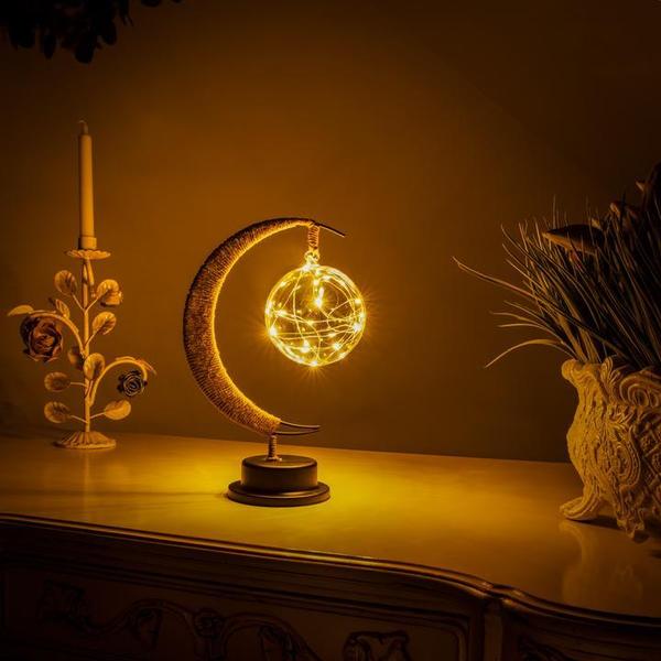 MoonAura – Lampada da luna LED con supporto a mezzaluna – Luce d'atmosfera calda