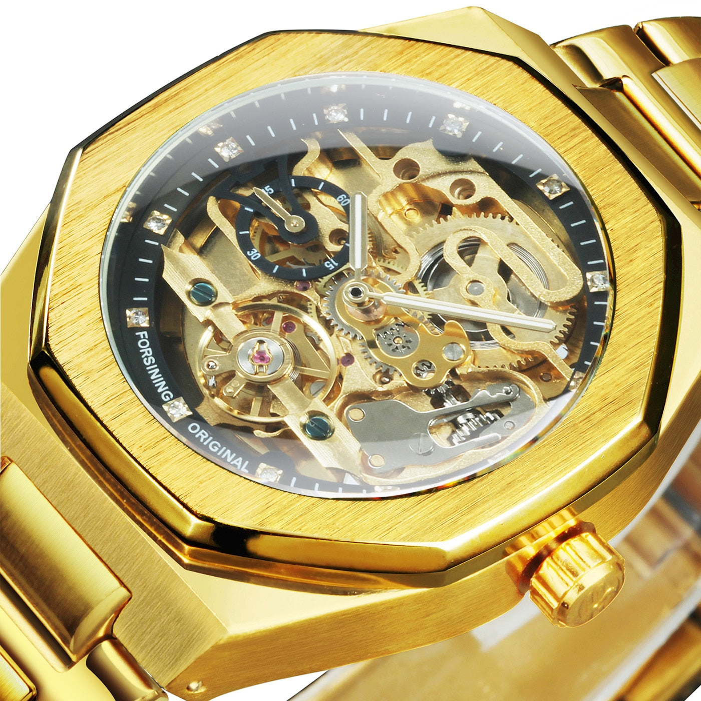 Devako Skeleton Automatik Uhr - Edelstahlband mit durchbrochenem mechanischem Uhrwerk