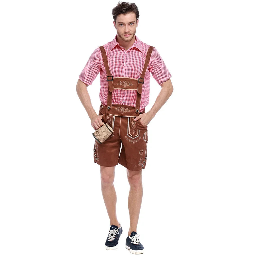 BavariaGent – Herren Lederhosen Set mit Hemd & Hut – Wiesn-Look für Männer