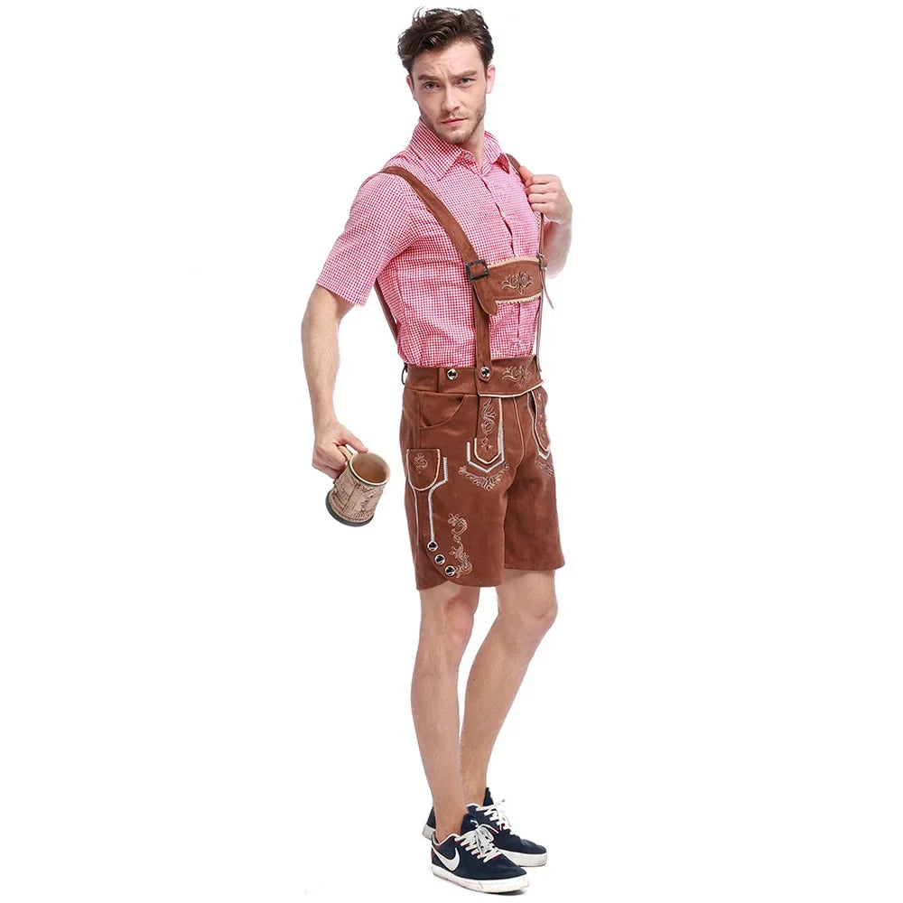 BavariaGent – Herren Lederhosen Set mit Hemd & Hut – Wiesn-Look für Männer
