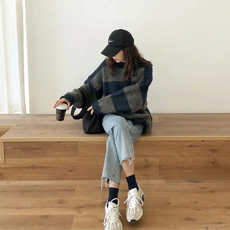 Yvena pullover | stribet vinterpullover til damer | trend og varme
