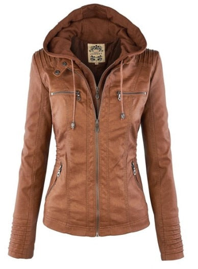 RaysHoodie I Lederjacke mit Kapuze für Frauen