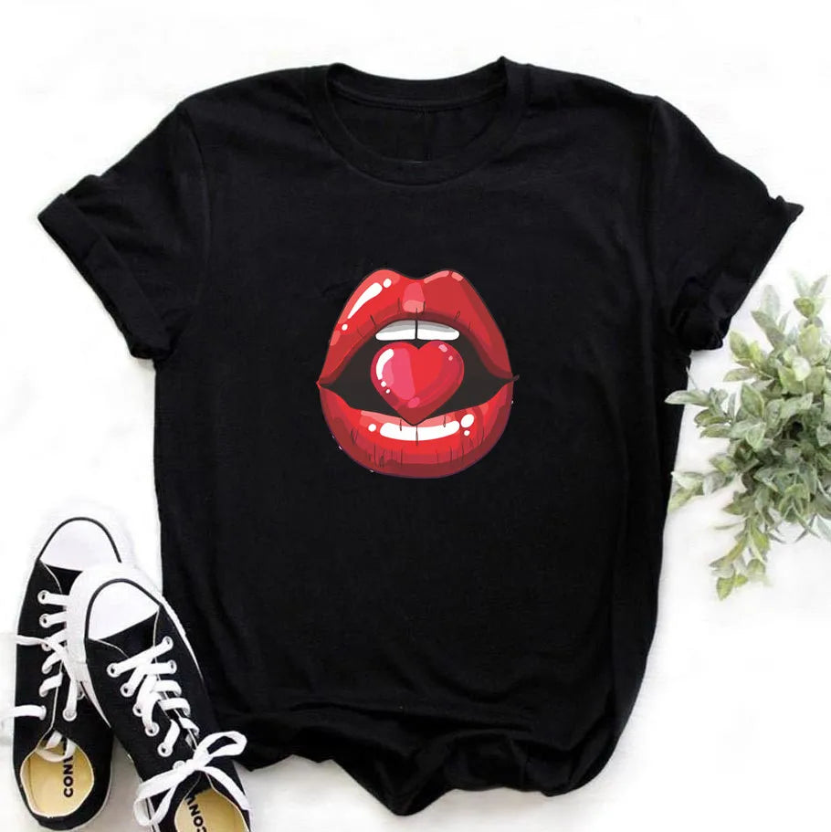 Winola - Damen-T-Shirt mit Mund-Motiv