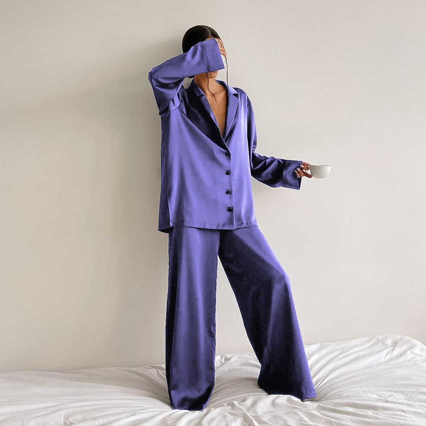 Pyjama-Set aus Satin und Seide in Übergröße - Curtis