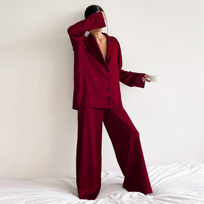 Pyjama-Set aus Satin und Seide in Übergröße - Curtis