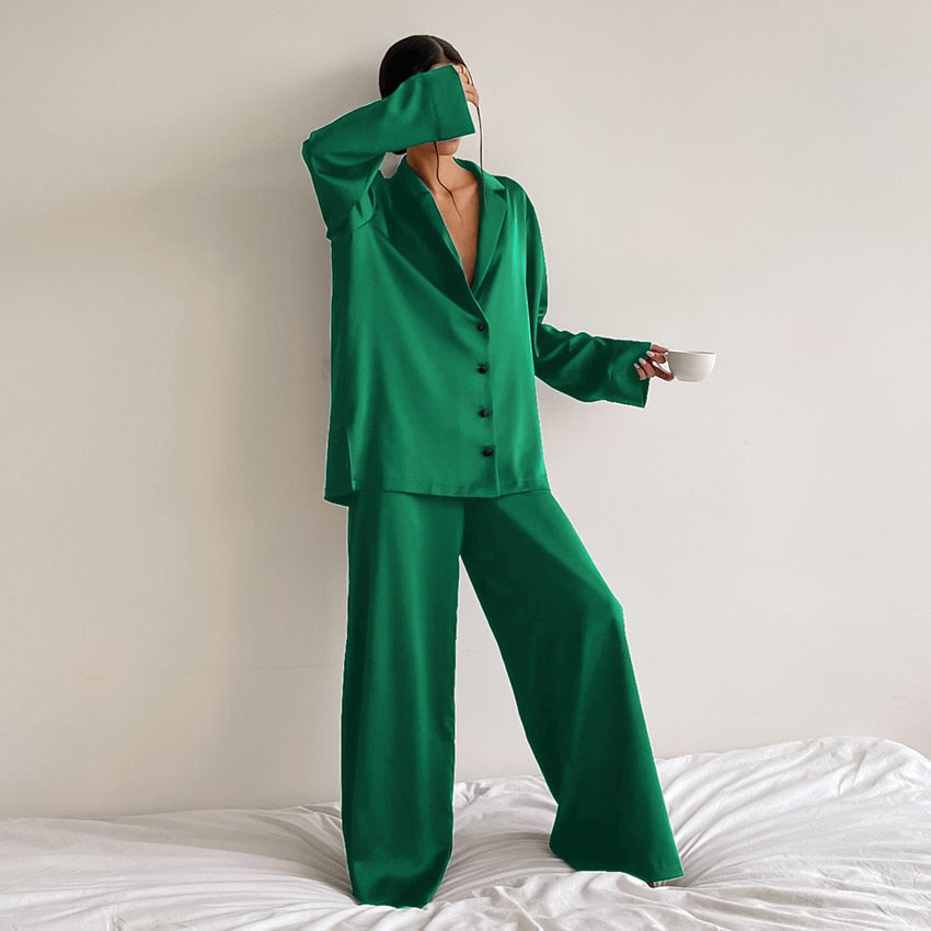 Pyjama-Set aus Satin und Seide in Übergröße - Curtis