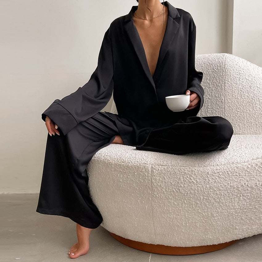 Pyjama-Set aus Satin und Seide in Übergröße - Curtis