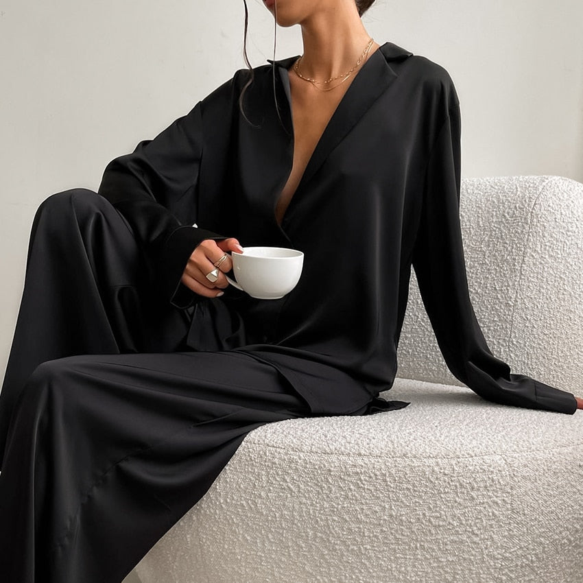 Pyjama-Set aus Satin und Seide in Übergröße - Curtis