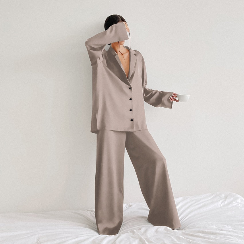 Pyjama-Set aus Satin und Seide in Übergröße - Curtis