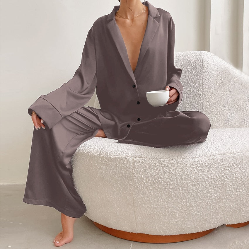 Pyjama-Set aus Satin und Seide in Übergröße - Curtis