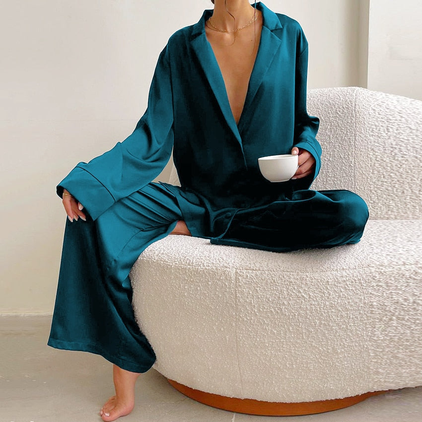 Pyjama-Set aus Satin und Seide in Übergröße - Curtis