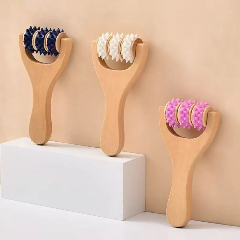 Holz Massagerollen-Set für Körper und Füße – Effektive Muskelentspannung, Naturfarbe 0