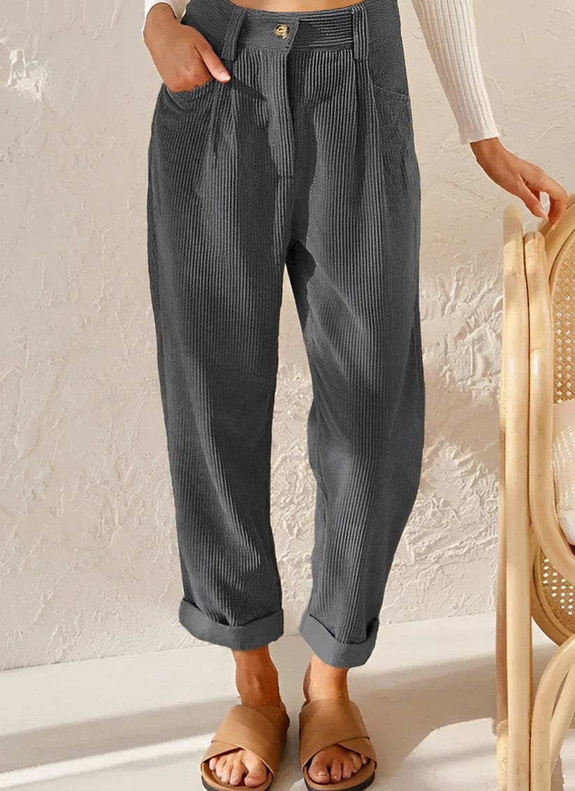Elegante Damen-Cordhose mit hoher Taille und schmalem Schnitt
